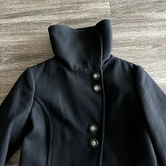 EUC Soia & Kyo Black Wool Blend Coat Small Oversized Collar Button Winter Jacket - Picture 7 of 13